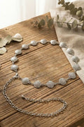 OMID Luxury Silver Abstract Leaf Motif Link Chain Belt