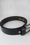 Luxury Black Genuine Leather Belt with Textured Gunmetal Buckle