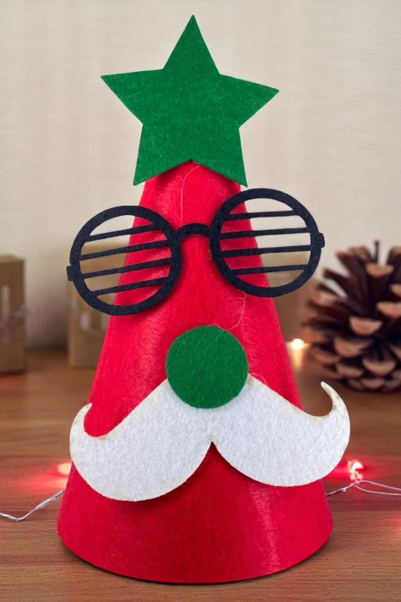 Novelty Christmas Party Hat with Glasses, Mustache & Star