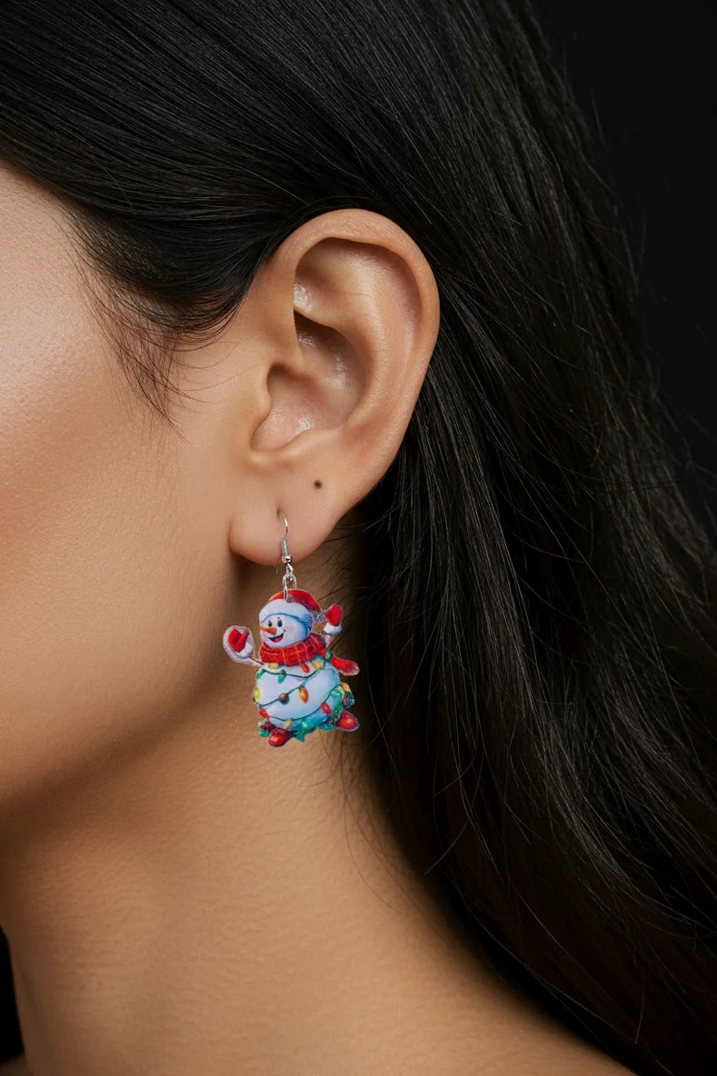 Festive Snowman Christmas Dangle Earrings