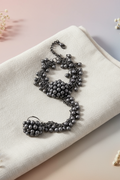OMID, Oxidized Silver Beaded Bracelet and Ring Combo for Women & Girls, Antique Finish Handcrafted Jewelry Set