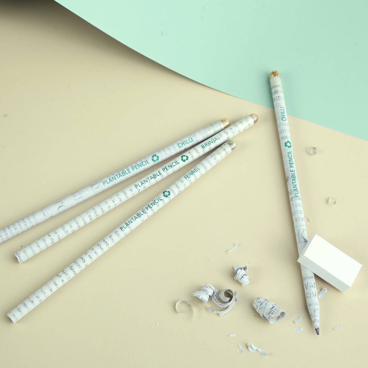 Plantable Pencils | Set of 10 Recycled Paper Seed Pencils With Reusable Cardboard Tube