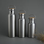 Bamboo Lid Thermos Bottle – Double Wall 304 Stainless Steel - The Bamboo Bae