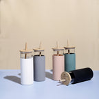 Glass Sipper with Bamboo Lid & Straw – Tumbler with Sleeve - The Bamboo Bae