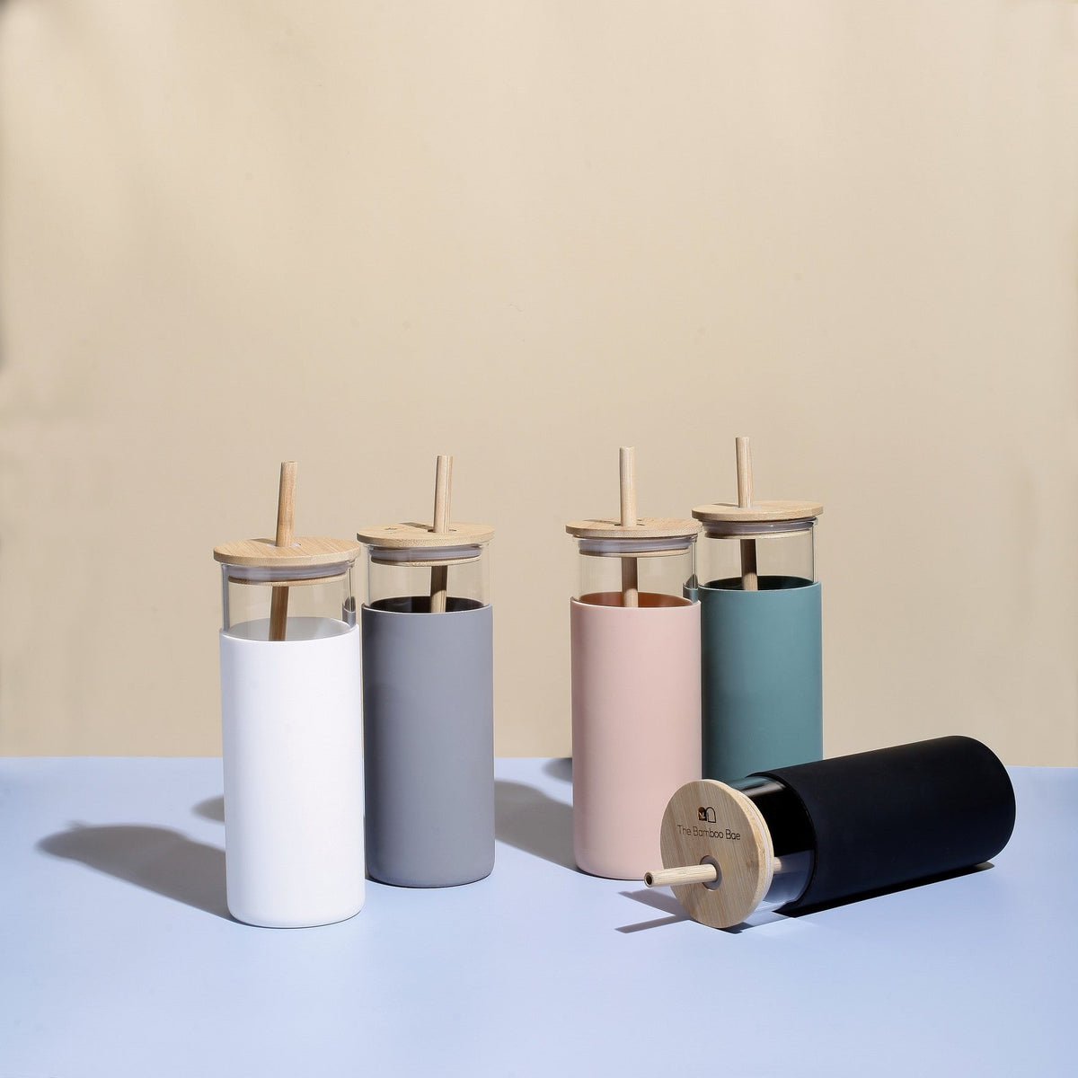 Glass Sipper with Bamboo Lid & Straw – Tumbler with Sleeve - The Bamboo Bae