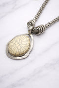 Textured Stone Look Silver Plated Statement Necklace