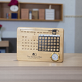 Reusable Bamboo Perpetual Calendar with Clock for Desk – Sustainable & Elegant Office Decor