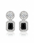 Black Emerald-Cut Concentric Earrings