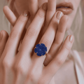 Lapis Lazuli Flower Craved Ring