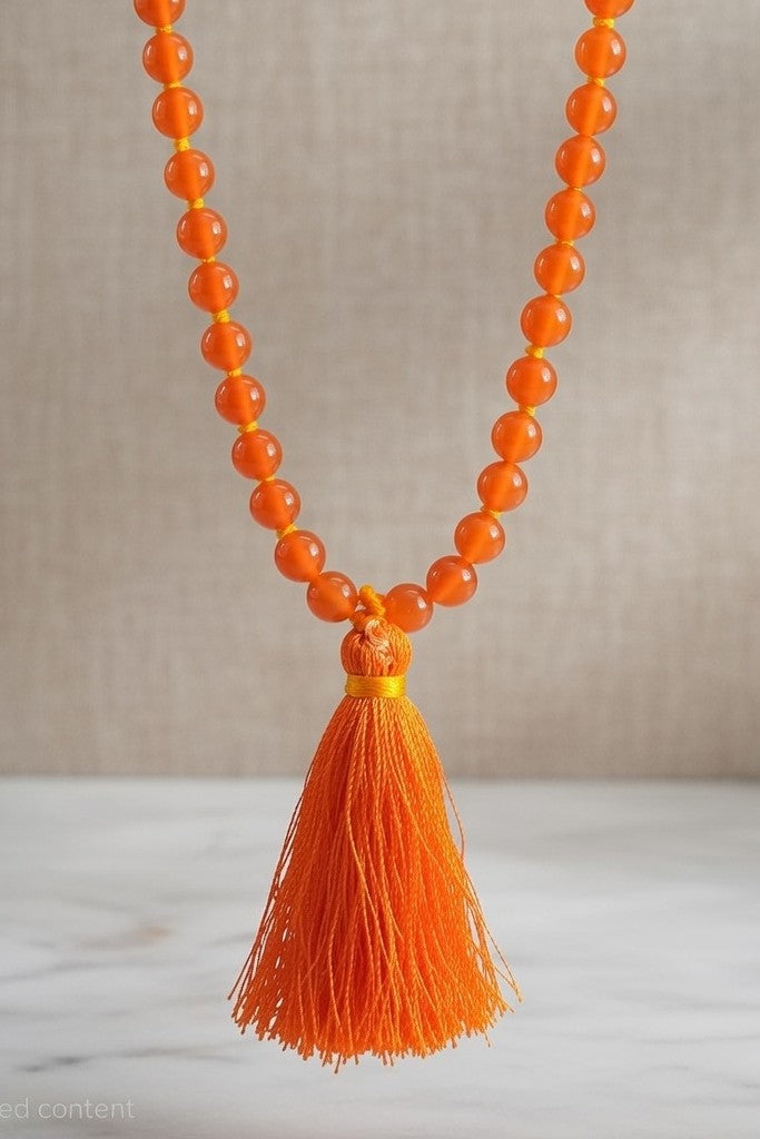 Emerald Green Glass Bead Mala Necklace