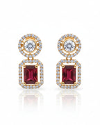 Red Emerald-Cut Concentric Earrings