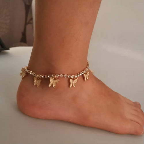 Butterfly Rhinestones Anklet