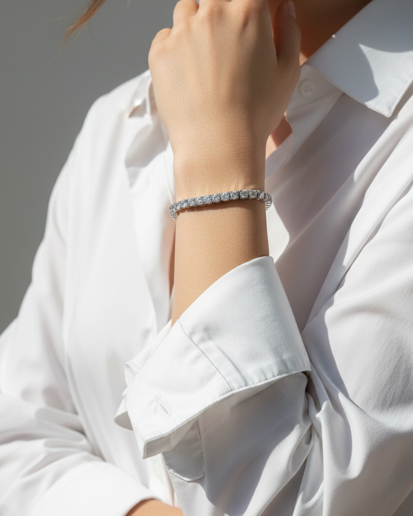 Women's Silver Tennis Bracelet