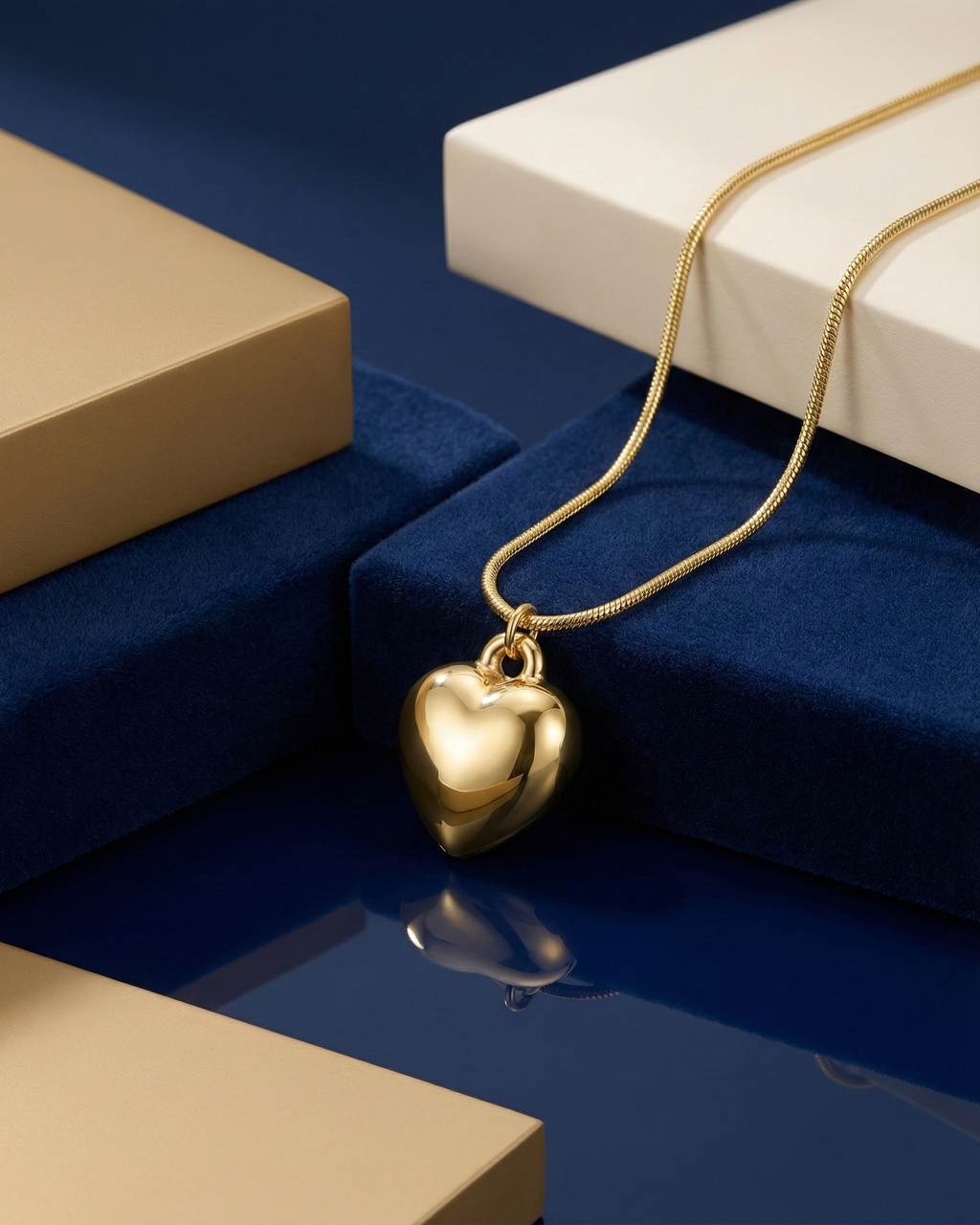 Puffed Heart Pendant Necklace