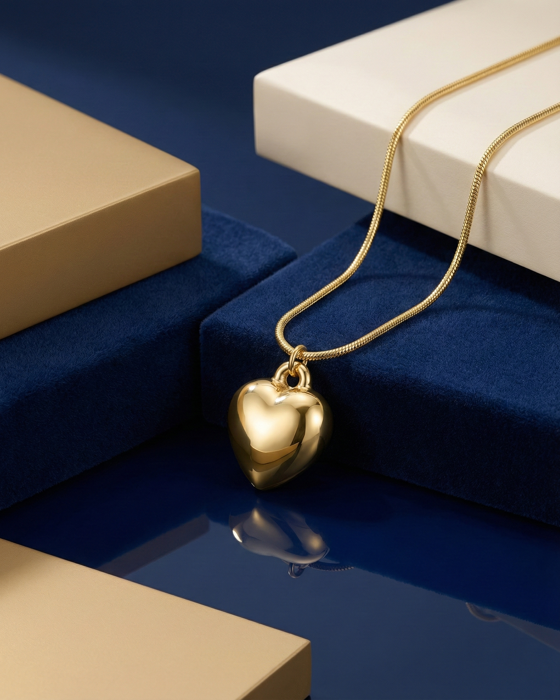 Puffed Heart Pendant Necklace