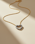 Two-Tone Pave Heart Necklace
