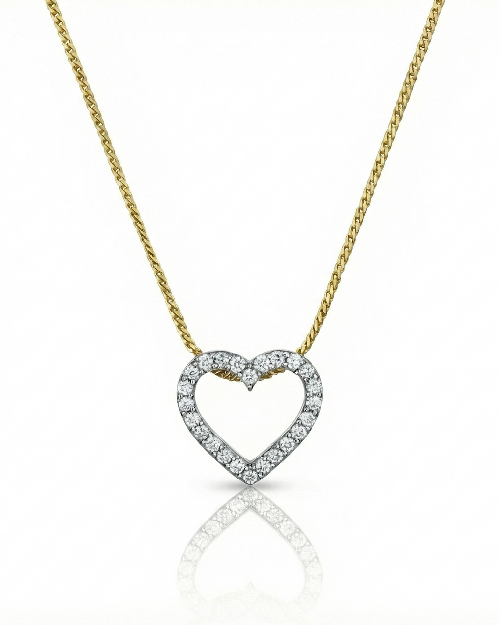 Two-Tone Pave Heart Necklace