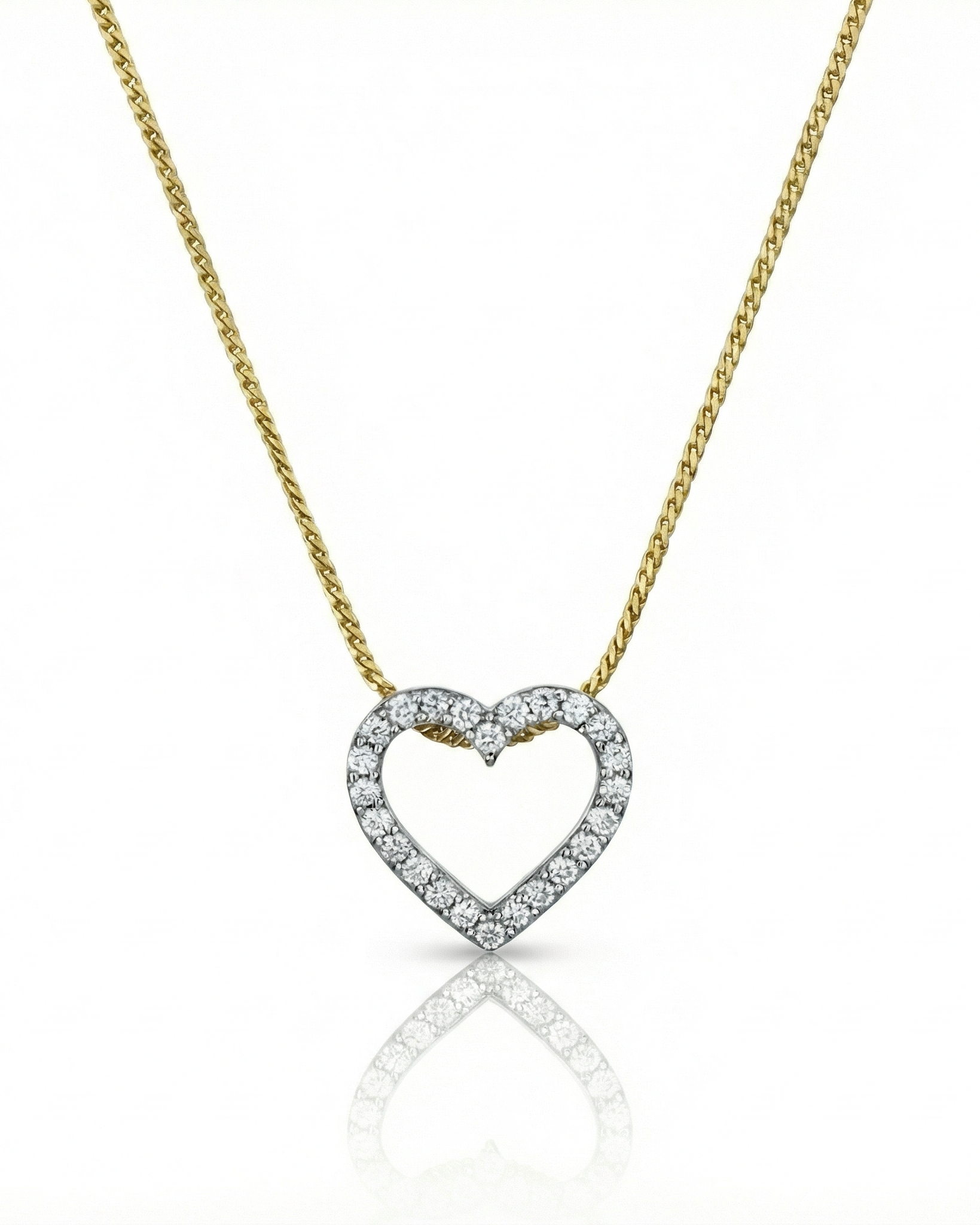 Two-Tone Pave Heart Necklace