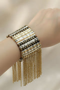 18K Gold & Silver Plated Hammered Fringe Cuff Bracelet