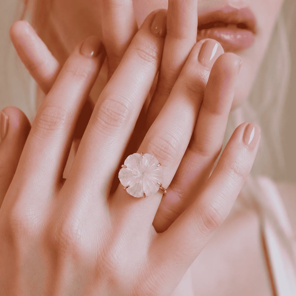 Moonstone Flower Ring