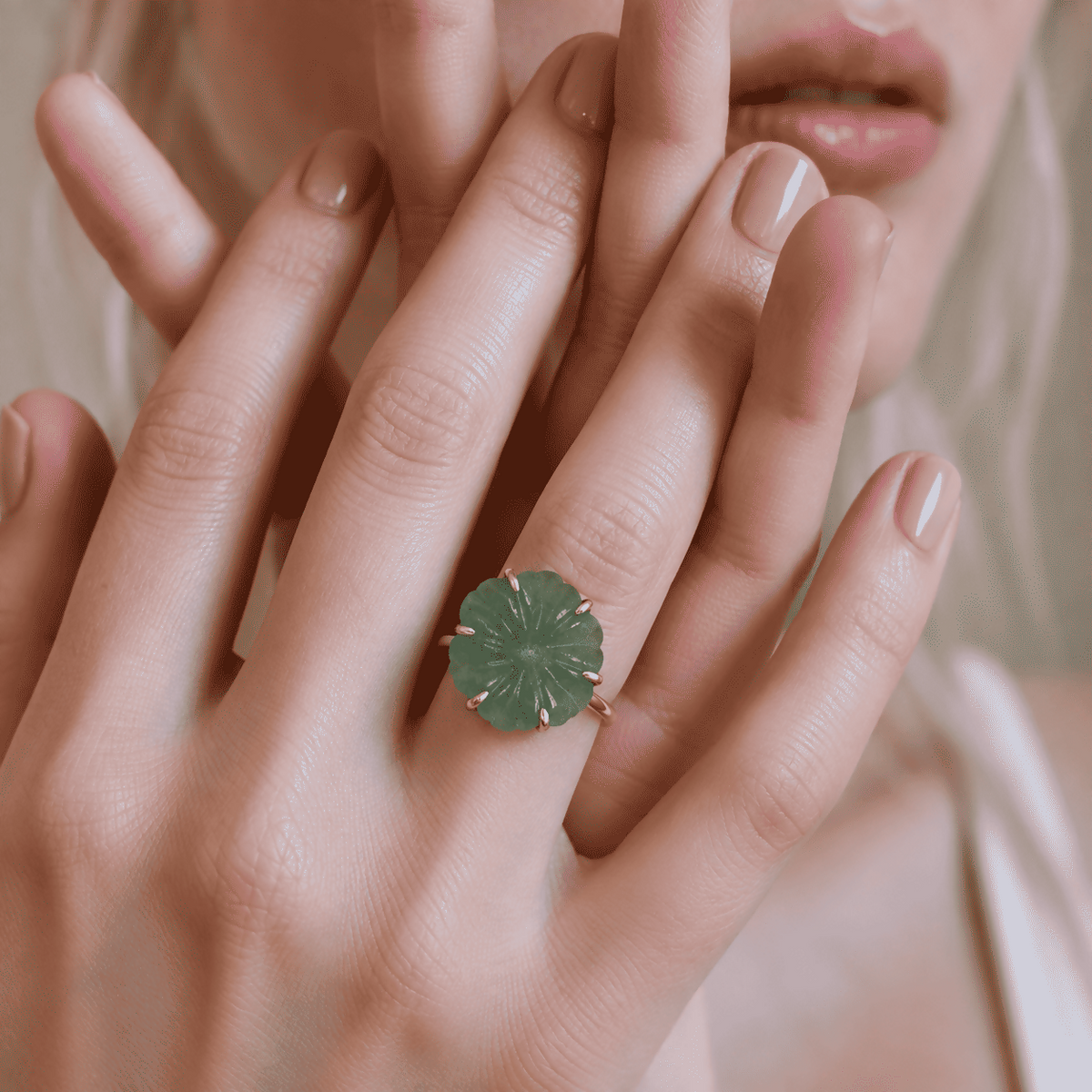 Green Strawberry Flower Ring
