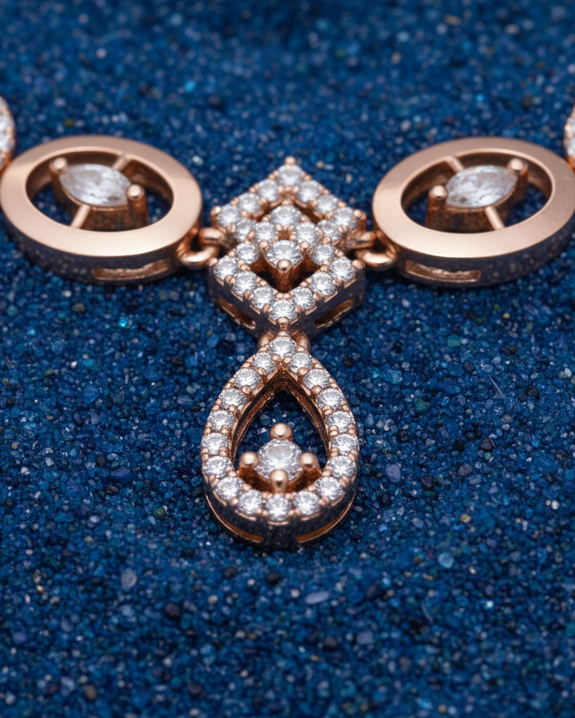Rose Gold Geometric Oval Set