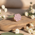 Kunzite Flower Craved Ring