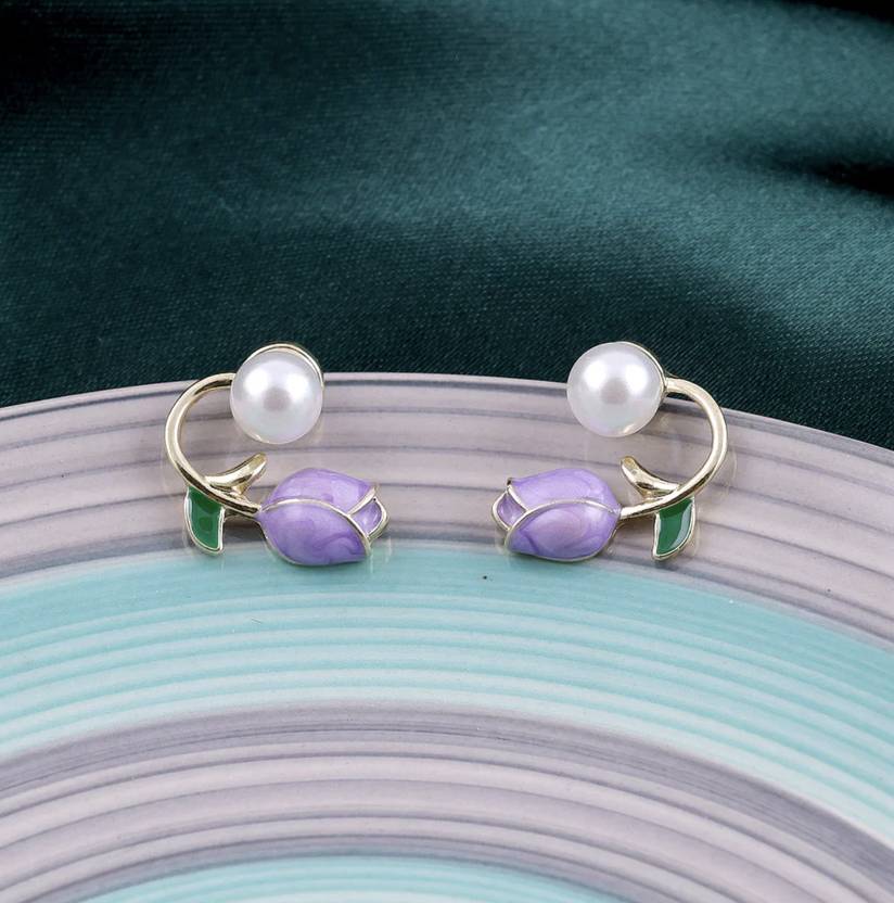 Flower pearl Ear studs