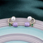 Flower pearl Ear studs