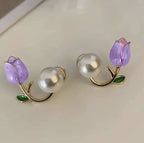 Flower pearl Ear studs