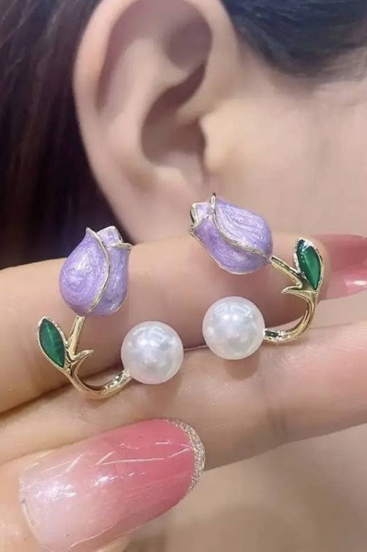 Flower pearl Ear studs
