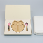 Owl Shape Bamboo Feeding Plate with Fork & Spoon - Festive Gifting The Bamboo Bae
