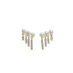 Women pearl Rhinestones tassel EarringsMaterial:- Pearl + Stones + AlloyColour:- Gold