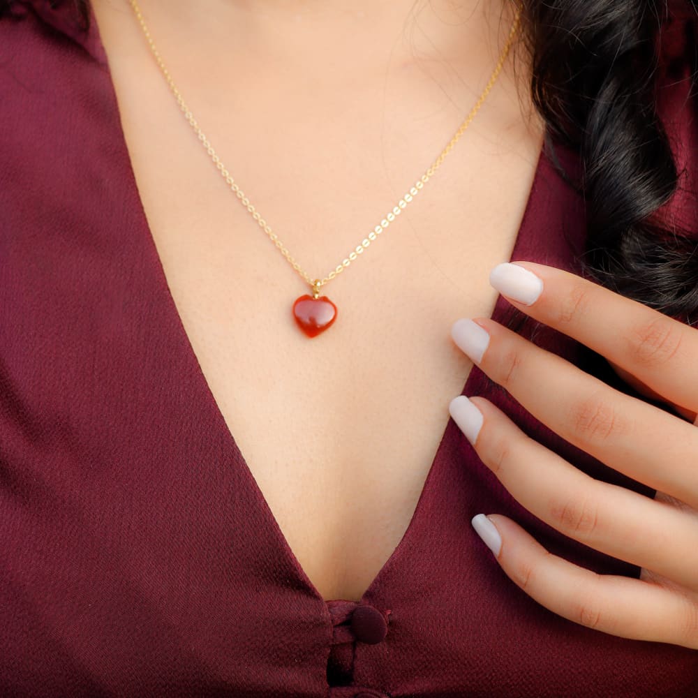 Red Jasper Stone Pendant with Chain