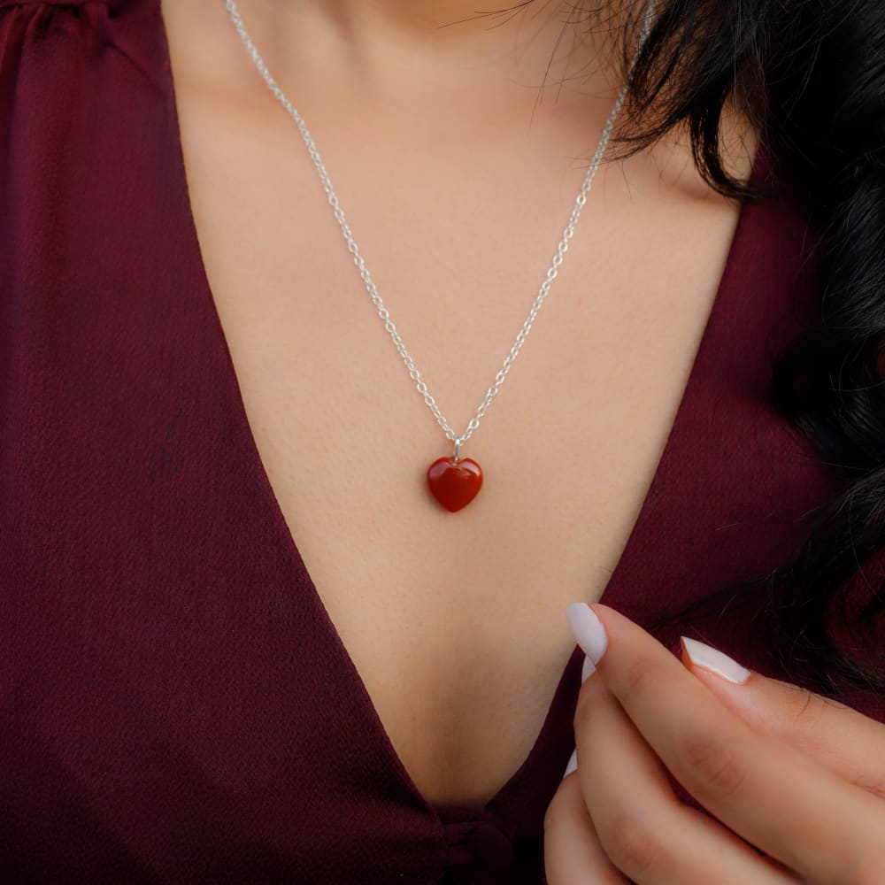 Red Jasper Stone Pendant with Chain