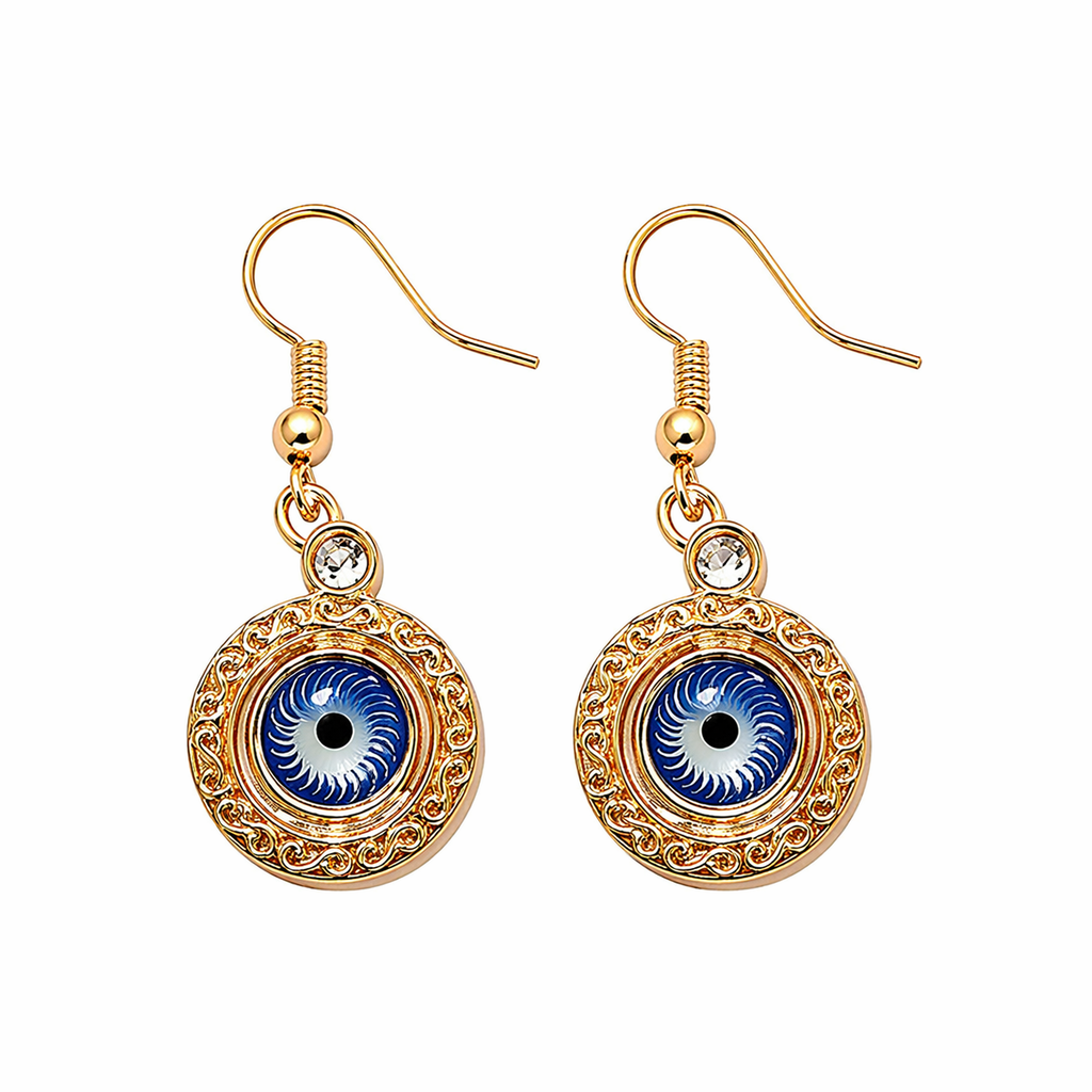 Round Evil Eye Protection Drop Earrings