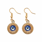 Round Evil Eye Protection Drop Earrings