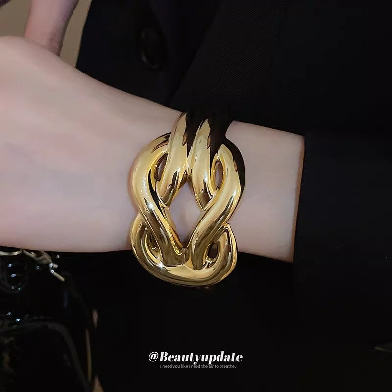 Chunky Gold Link Cuff Bracelet