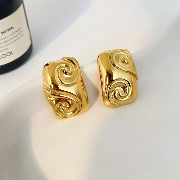 Swirl Statement Stud Earrings ��� Elegant Sculptural Earrings for