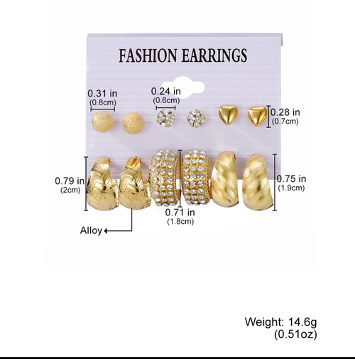 6-Pair Gold Earring Set ��� Everyday Glam Coll