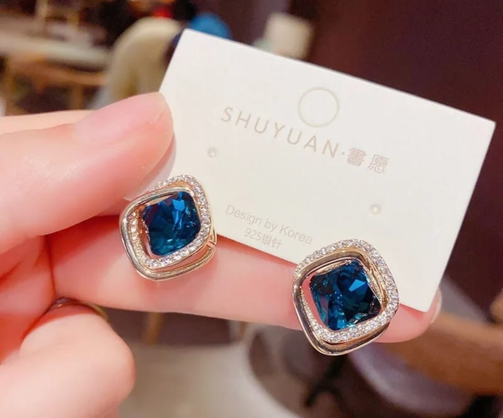 Royal Sapphire Halo Stud Earrings
