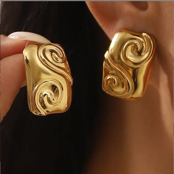 Swirl Statement Stud Earrings ��� Elegant Sculptural Earrings for