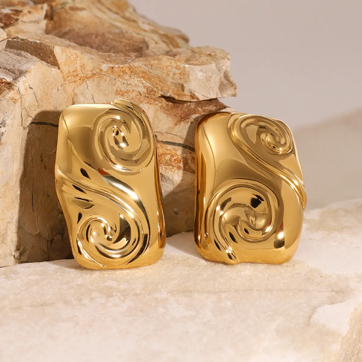 Swirl Statement Stud Earrings ��� Elegant Sculptural Earrings for