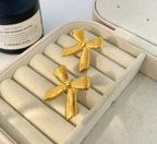 Golden Ribbon Bow Studd Earrings