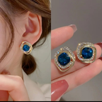 Royal Sapphire Halo Stud Earrings