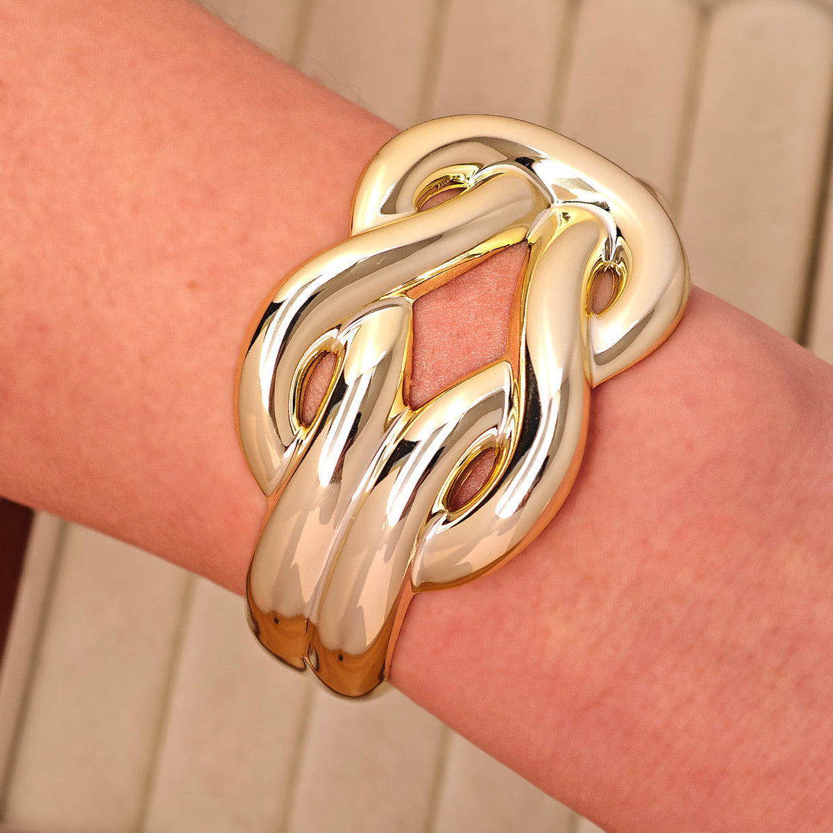 Chunky Gold Link Cuff Bracelet