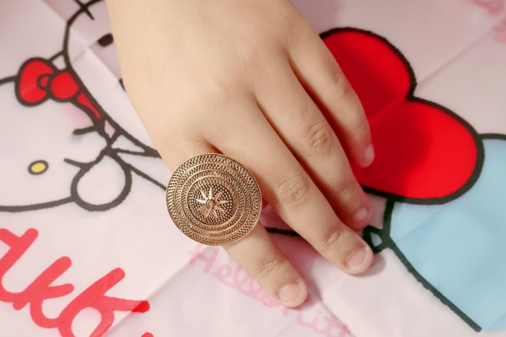 Oxidized Mandala Statement Ring