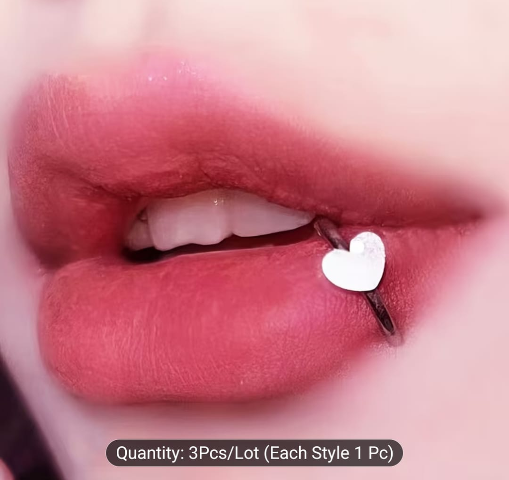 3-Piece Minimal Charm Lip Ring Set