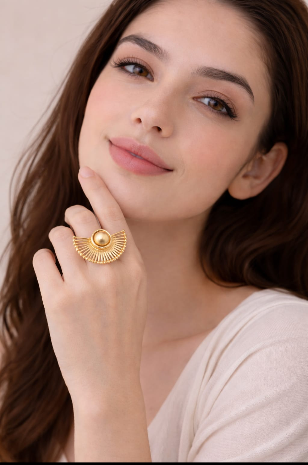 Golden Halo Fan Statement Ring