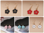 Enamel Flower Drop Earrings